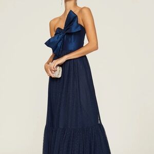 Navy Bow Tie Midi Dress by Hutch